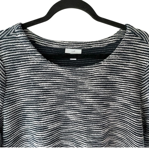 J JILL | NWOT NAVY BLUE & WHITE STRIPE COTTON TERRY TEXTURED TOP PUFF SLEEVES XL - Picture 3 of 9
